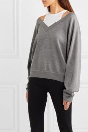 alexanderwang t - Cropped layered wool and stretch-cotton jersey sweater at Net A Porter